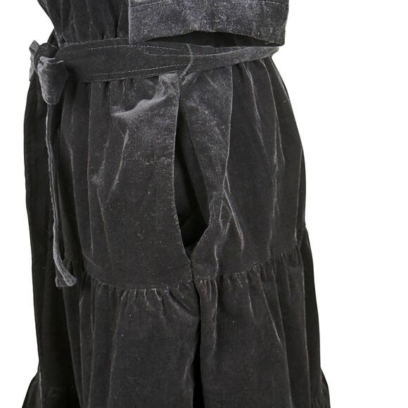 Draper James M Puff Sleeve Tiered Ruffle Neck Button Micro Corduroy Belted Dress - Picture 6 of 11